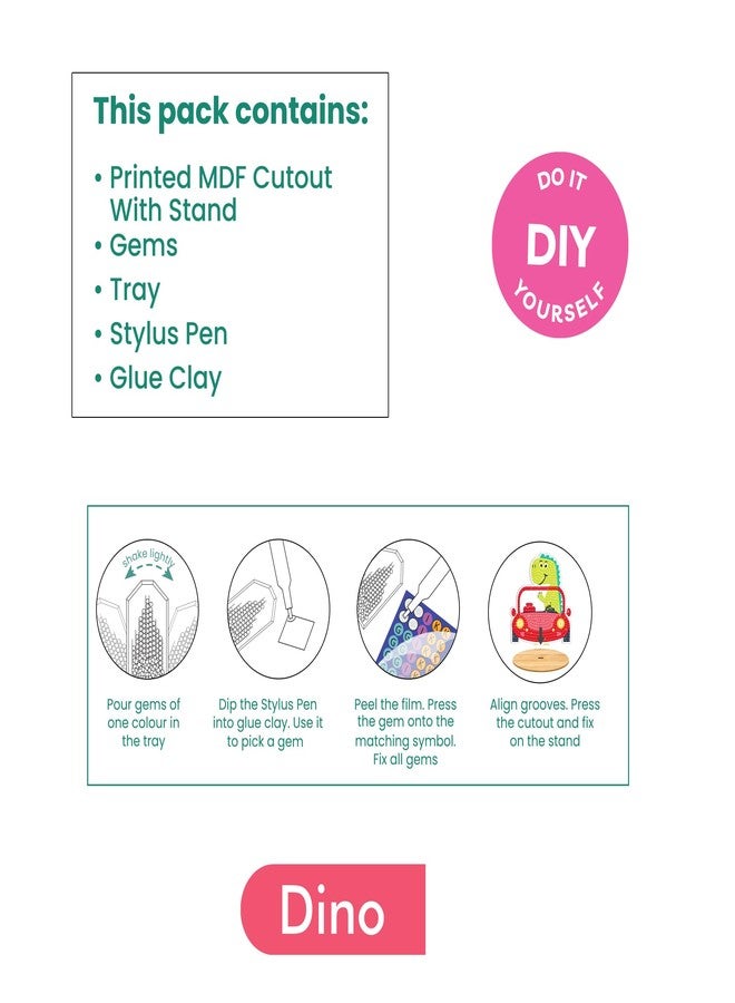 إتسي-بيتسي لوحة ماسية صغيرة لتزيين الطاولة على شكل ديناصور، 10.6 × 11 سم، قطعة واحدة في علبة | مجموعة فنية وحرفية، إبداعية، ممتعة وتفاعلية | هدية للأطفال والكبار - Image 4